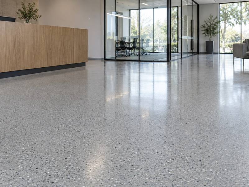 Seamless floor in an office reception area in Cambridge
